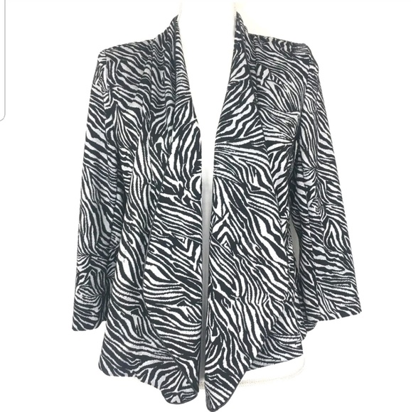 ❤️Notations Blazer Zebra print 3/4 Sleeve drape - Picture 1 of 7